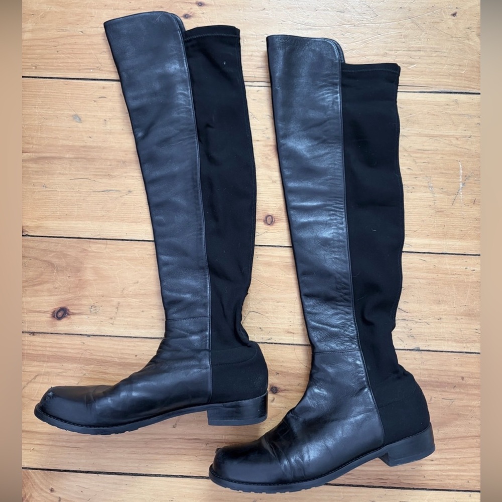 Stuart Weitzman 5050 stretch back OTK Nappa leather microstretch boots size 9 - Picture 4 of 12